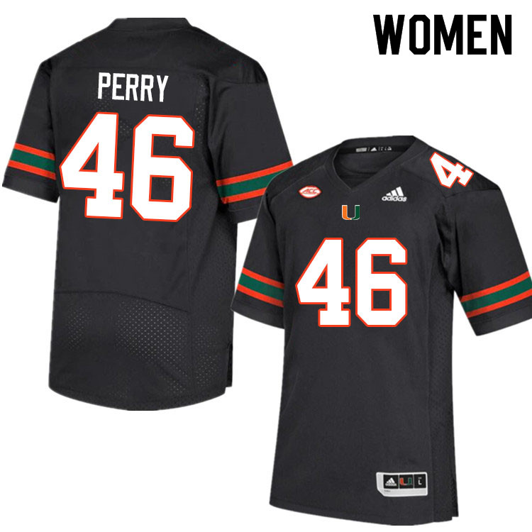 Women #46 Devon Perry Miami Hurricanes College Football Jerseys Sale-Black - Click Image to Close